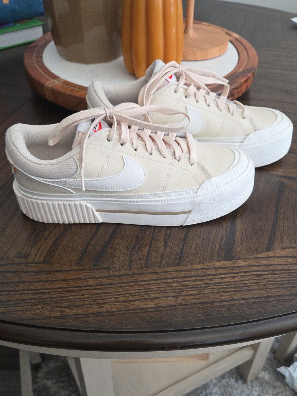 Nike Women's Low Top Sneakers in Beige and White